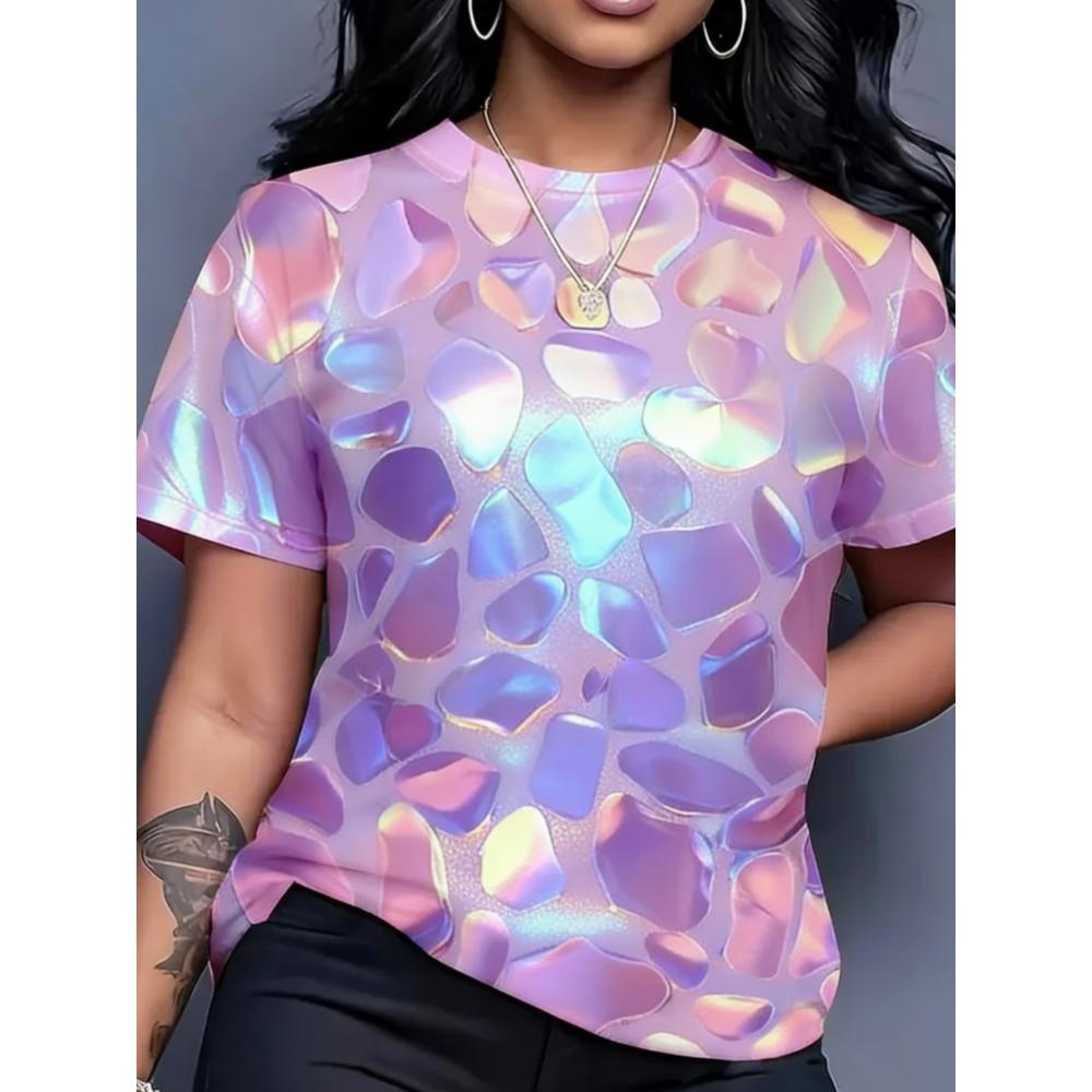 Summer Women T-shirt Creative 3D Printed Short Sleeved T-shirt Fashionable Comfortable Soft Breathable Large Loose T-shirt