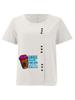 Women's Fashion Coffee Alphabet Print Casual Cotton Linen Short Sleeve Round Neck T-shirt Shirt Leisure Loose Summer Blouse Tops