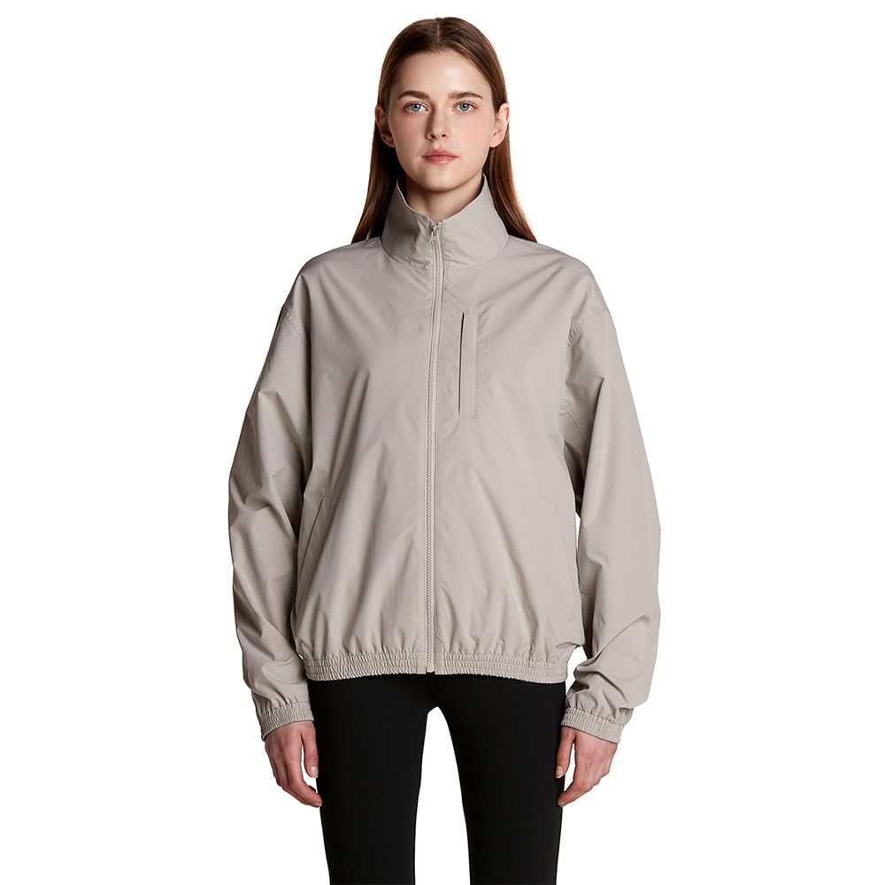 

Windbreaker Jacket High for Spring Unisex [Tesla] Men s & Women s Lightweight, Windproof, Neck, Oversized, Commuting, School, Motorcycling, Cycling, бежевый