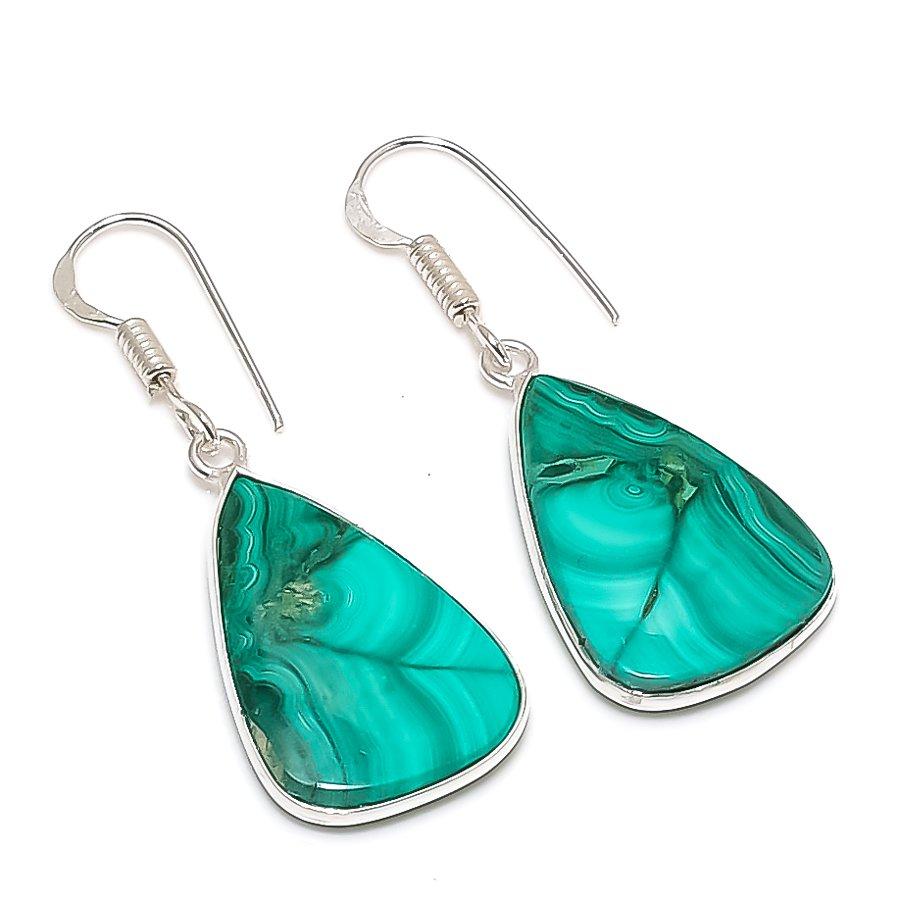 

Серьги из стерлингового серебра 925 пробы с натуральным малахитом 1,65 дюйма E5I63