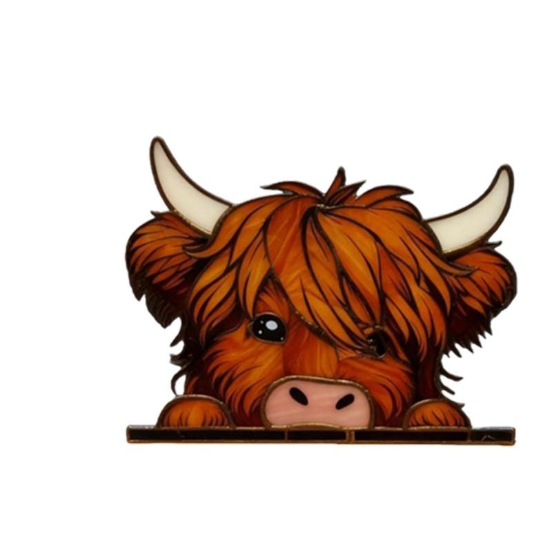 652F Funny Peeping Highlands Cow Window Decorations,Christmas Ornament for Shelf
