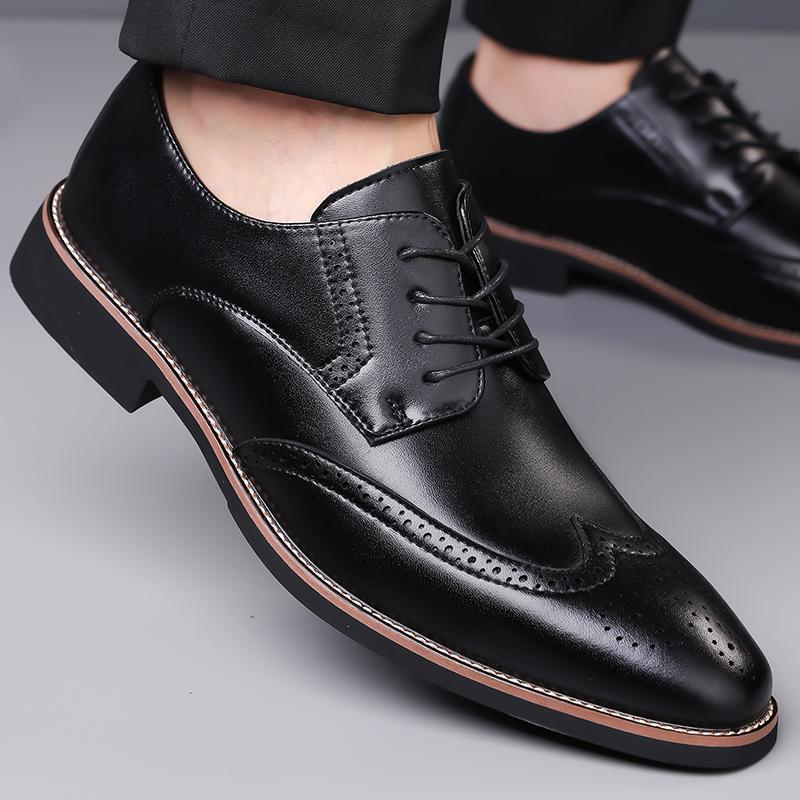 Business men's leather shoes Retro fashion style Leisure Outdoor Party  Black brown wedding Dress groom's shoes Plus Size 38-48