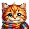 Cat Pendant Acrylic Mini Cartoon Cat Wearing Scarf Ornament Kitten Hanging Ornament for Xmas Tree Car Backpack