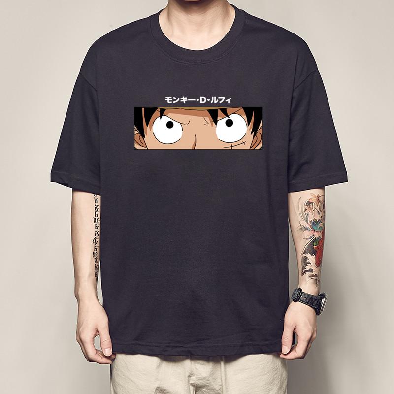 One Piece Luffy Print Tshirt for Men and Women Zoro Shortsleeved Sanji Whitebeard Eschoba Shortsleeved Top