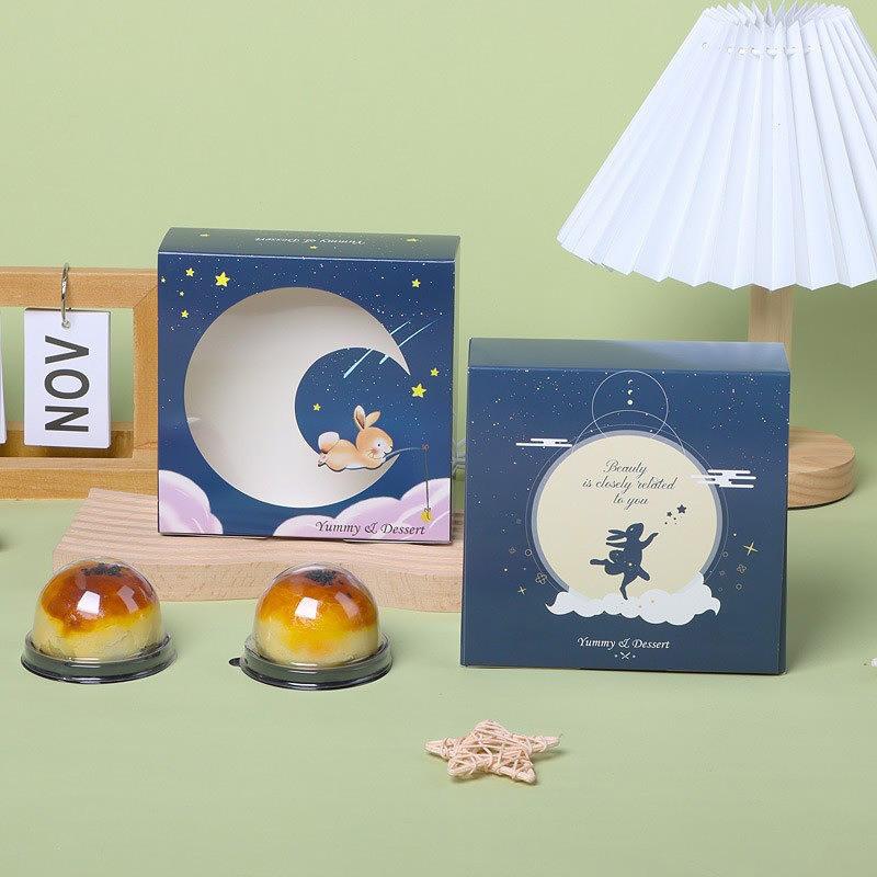 10 Stück Mondkuchen-Verpackungsbox Hersteller Großhandel Mittherbstfest Geschenkverpackt Eigelb Knusprig 80g 4 Stück Packung