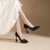 - Sexy solid color bridesmaid shoes women's pointed toe thin heel waterproof table high heels women's not tired feet splicing single shoes women
