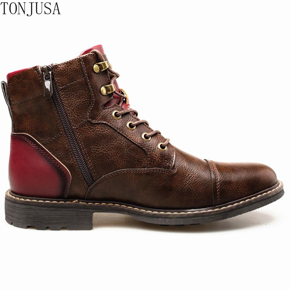 Zipper Large Men's Leather Boots Single Boots Fashionable Work Clothes Short Boots Martin Boots