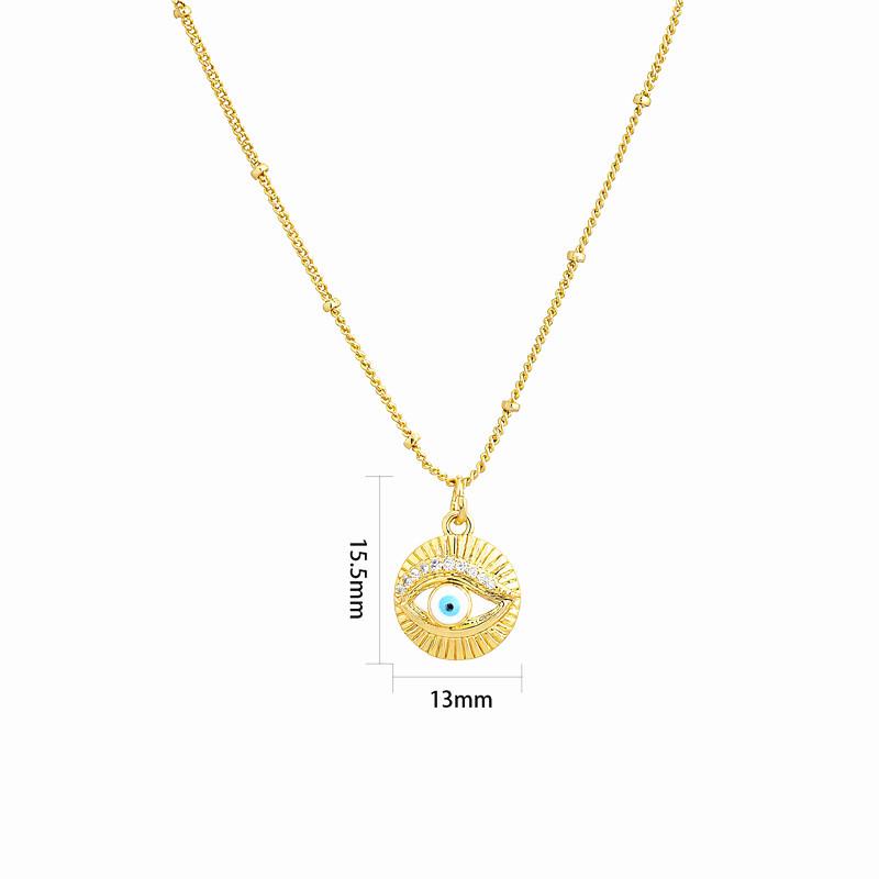 

18K Gold Copper Demon Eye Clavicle Necklace with Zirconia and Diamonds золотой