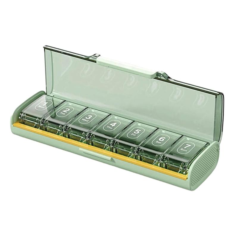 

Compact Travel Medicine Box Daily Pills Organizers Ideal For Seniors And Chronic Patients With Safe Materials зелёный