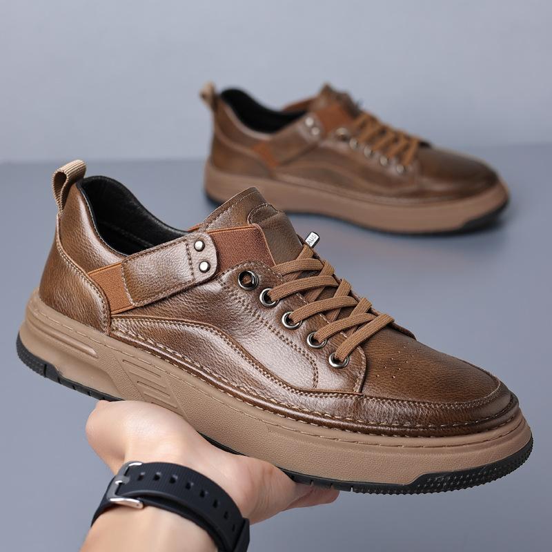 

Мужская обувь осень дышащая новая повседневная кожаная обувь модная обувь мягкая подошва универсальные мужские кеды мужчины 2025 38