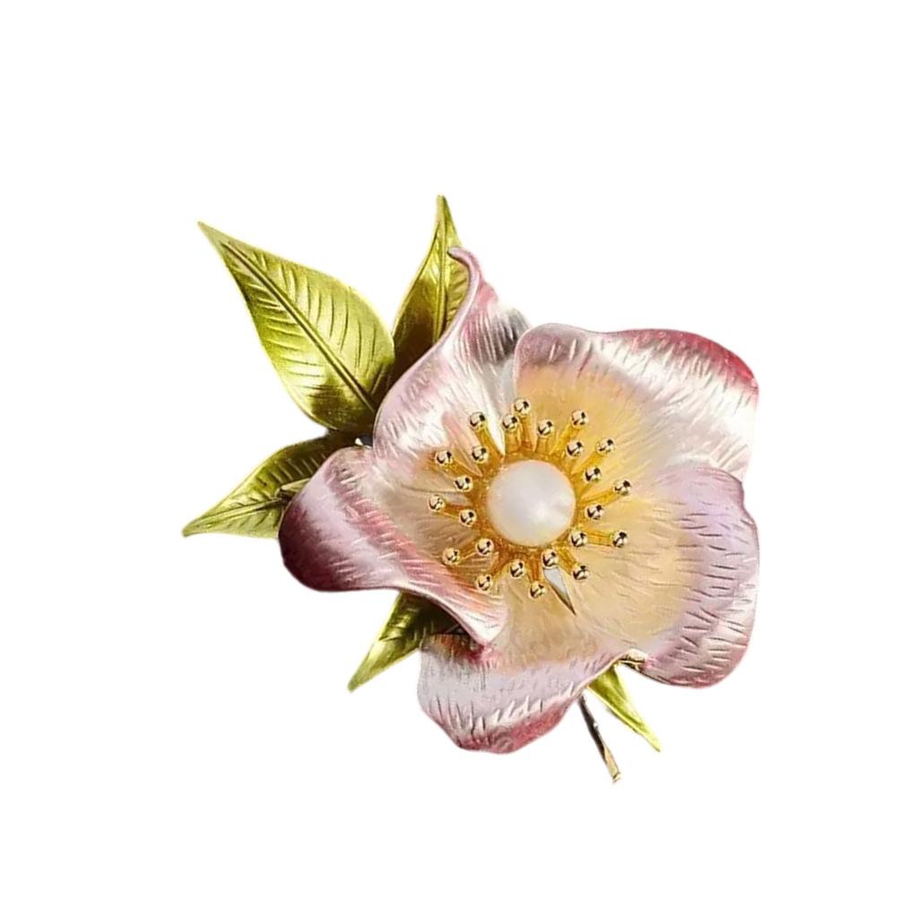 Hand Painted Floral Brooch Elegant Design Safety Lapel Pin Clothing Decoration for Formal Gatherings Daily Wear