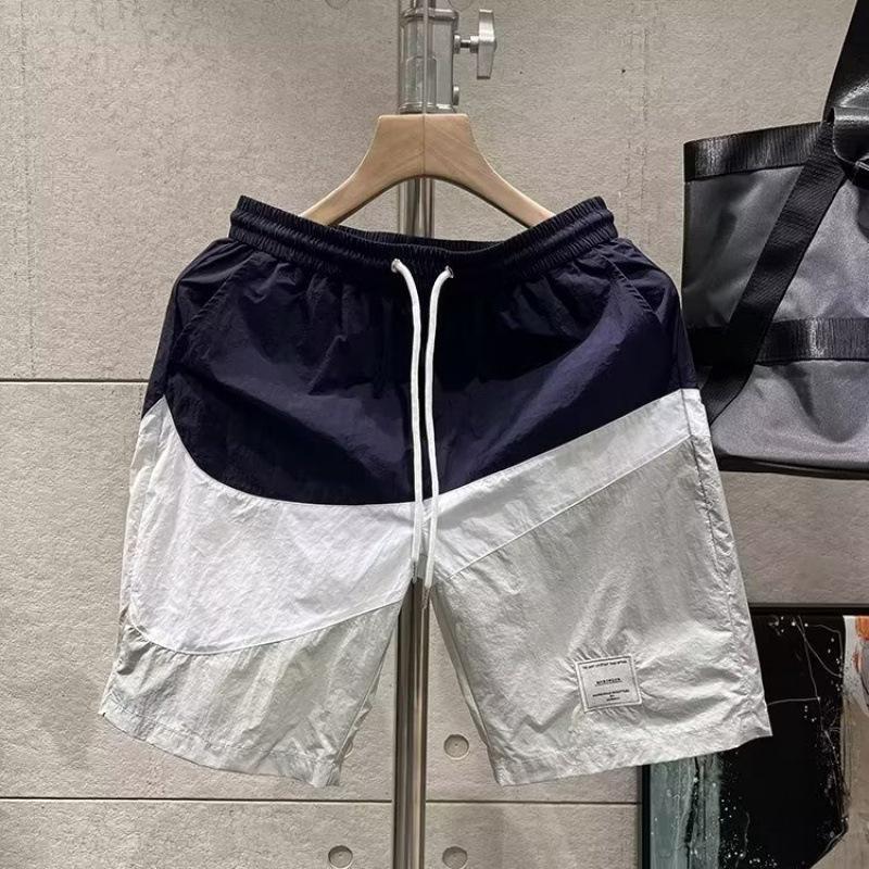 Men's Summer Trendy Color-Block Loose Fit Quick-Drying Casual Beach Sports Shorts