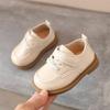Klassische Leder Oxford Schuhe für Kinder zum Hineinschlüpfen, lässige Anzugschuhe mit verstellbarem Riemen und robuster Sohle für Kleinkinder und Kinder