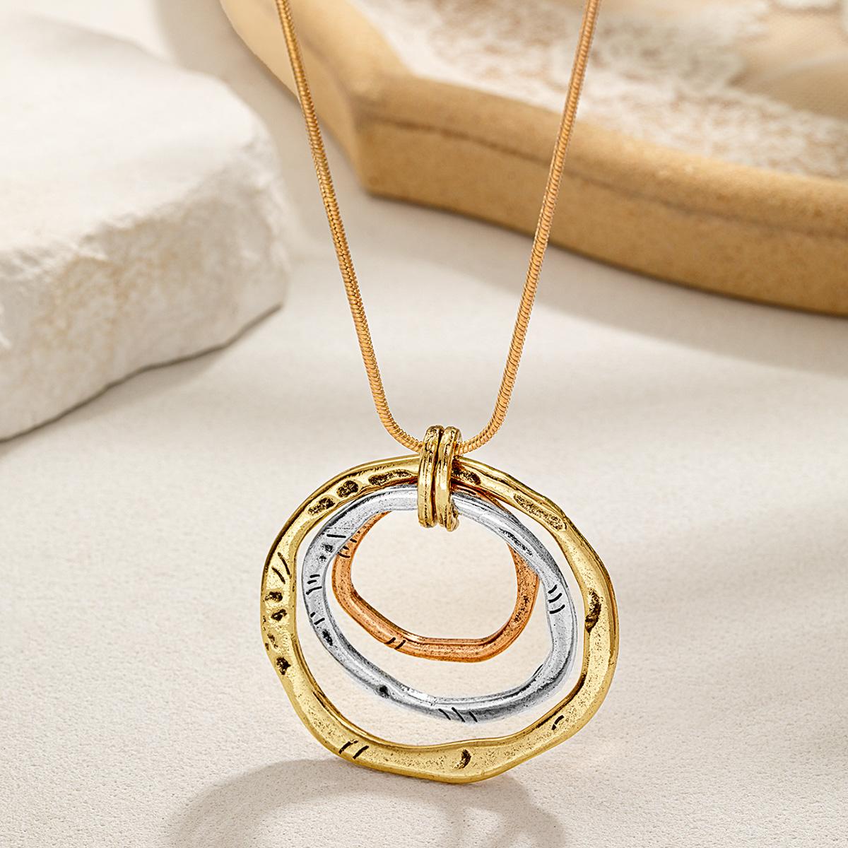 

1 piece of exaggerated style colorful circular ring alloy pendant for women s necklace