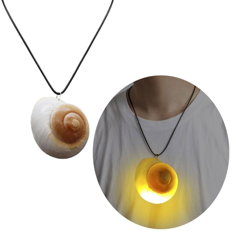 Glowing Seashells Pendant Necklace with Adjustable Rope Chain for Night Parties and Outdoor Event Trendy Women