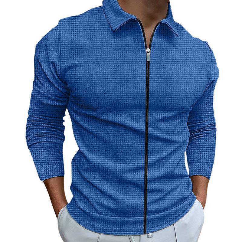 Men's 2023 Waffle Knit Lapel Jacket: Trendy Outerwear for All Ages & Outdoor Sports