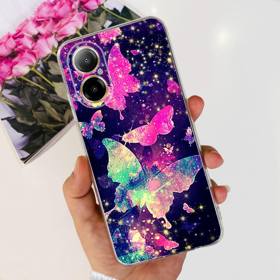 Weiche TPU-Stoßstange Hüllen für Realme C67 4G RMX3890 Rückabdeckung Dünnes Klares Silikon Handyhülle Damen Mode Malerei Funda C 67 4G