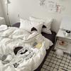 Girl Heart Simple Four-piece Set Soft Washed Cotton Cute Embroidery Heavy Industry Bed Sheet Quilt Cover Dormitory Three-piece Set