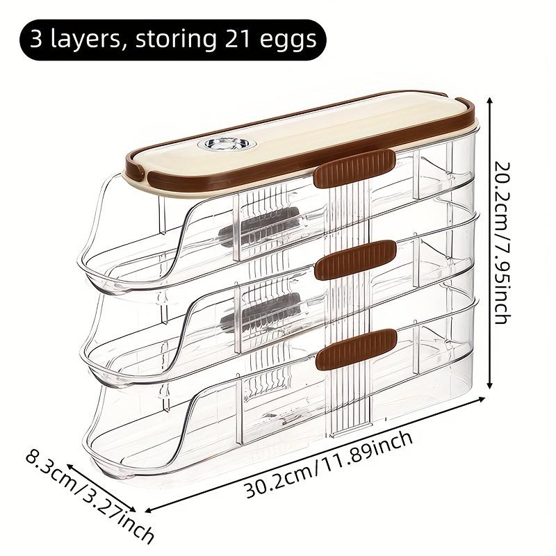 One Piece One Layer/Double Layer/Three-layer combination egg rack Refrigerator egg storage box Egg basket Save Space Automatic Rolling Egg 2 Layer