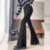 Petite Women's 2026 Spring Black High-Waisted Slim Flared Suit Pants
