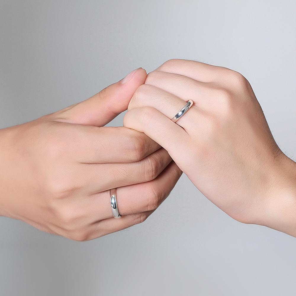 Simple Smooth Flat Top Ring S925 Silver Male And Female Couples Wedding Ring Single Ring