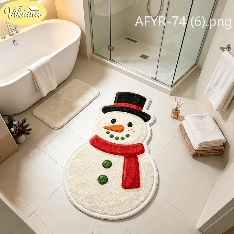 Snowman Building Blocks Christmas Tree Carpet Cartoon Anti Slip Floor Mat Bedroom Living Room Home Decoration