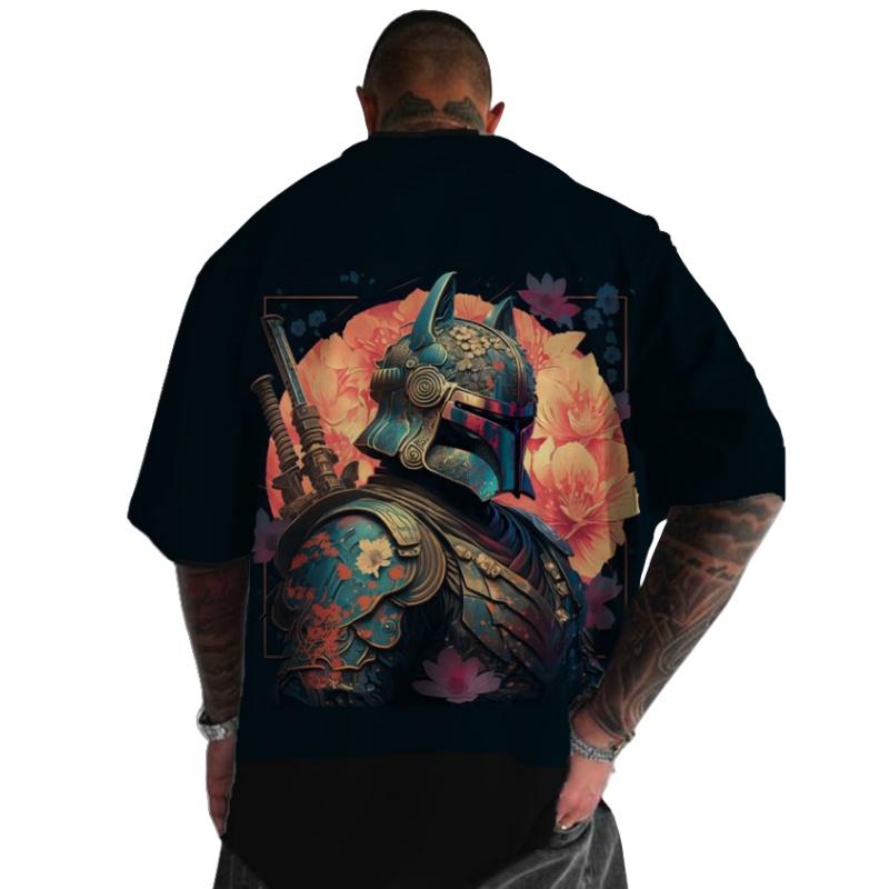 Japan Samurai Spirit T-shirts För Män Japansk Stil Rycktryck Lös Oversized Mode Toppar T-shirt Bushido Manliga Gåvor Tees