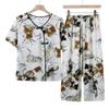 Middle-Aged Women's Summer Floral Two-Piece Set