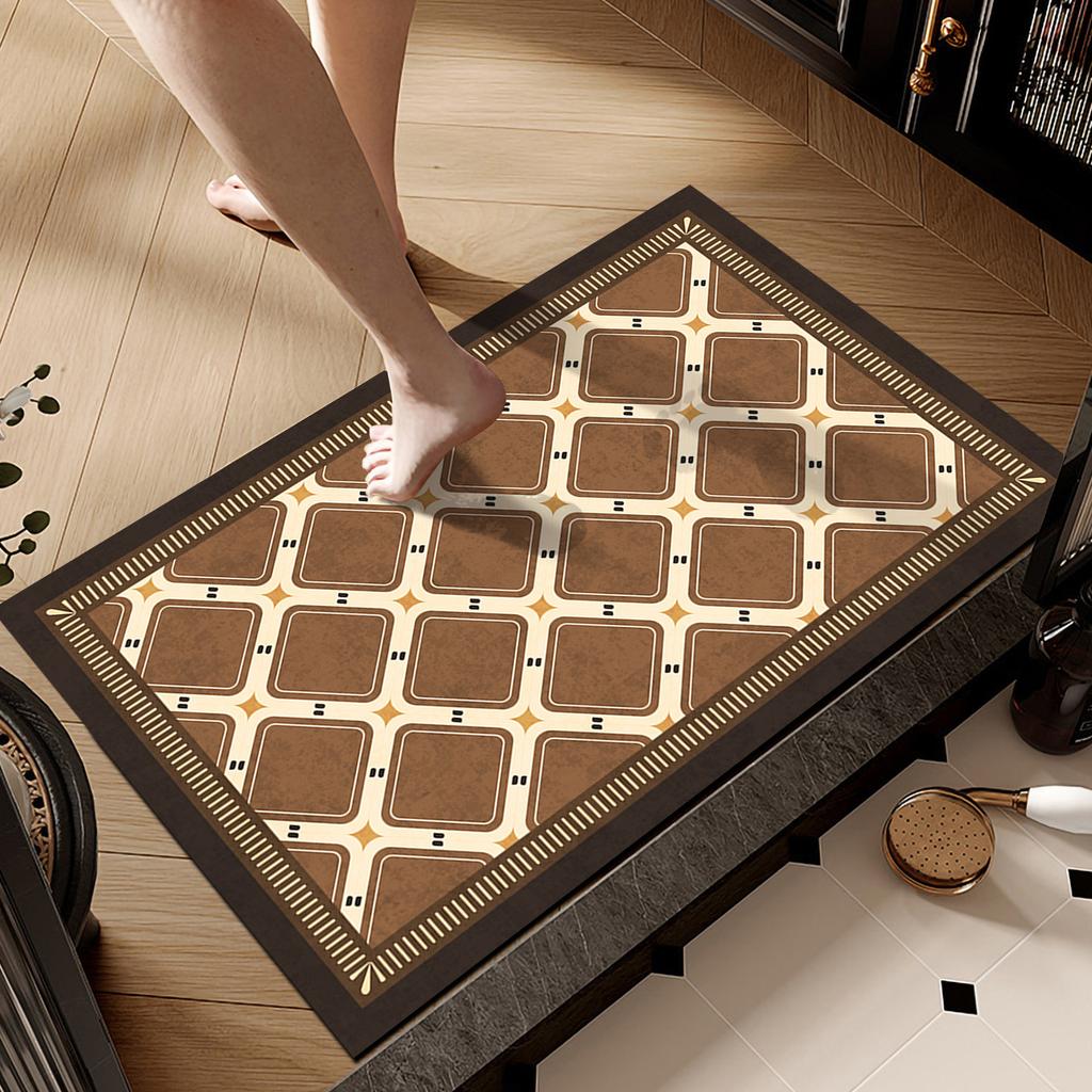 Retro wind diatom mud floor mat household bathroom door bathroom floor mat water absorption quick drying dirt resistant non-slip mat