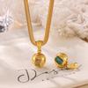 18k Gold-Plated Titanium Steel Zircon Geometric Pendant Necklace