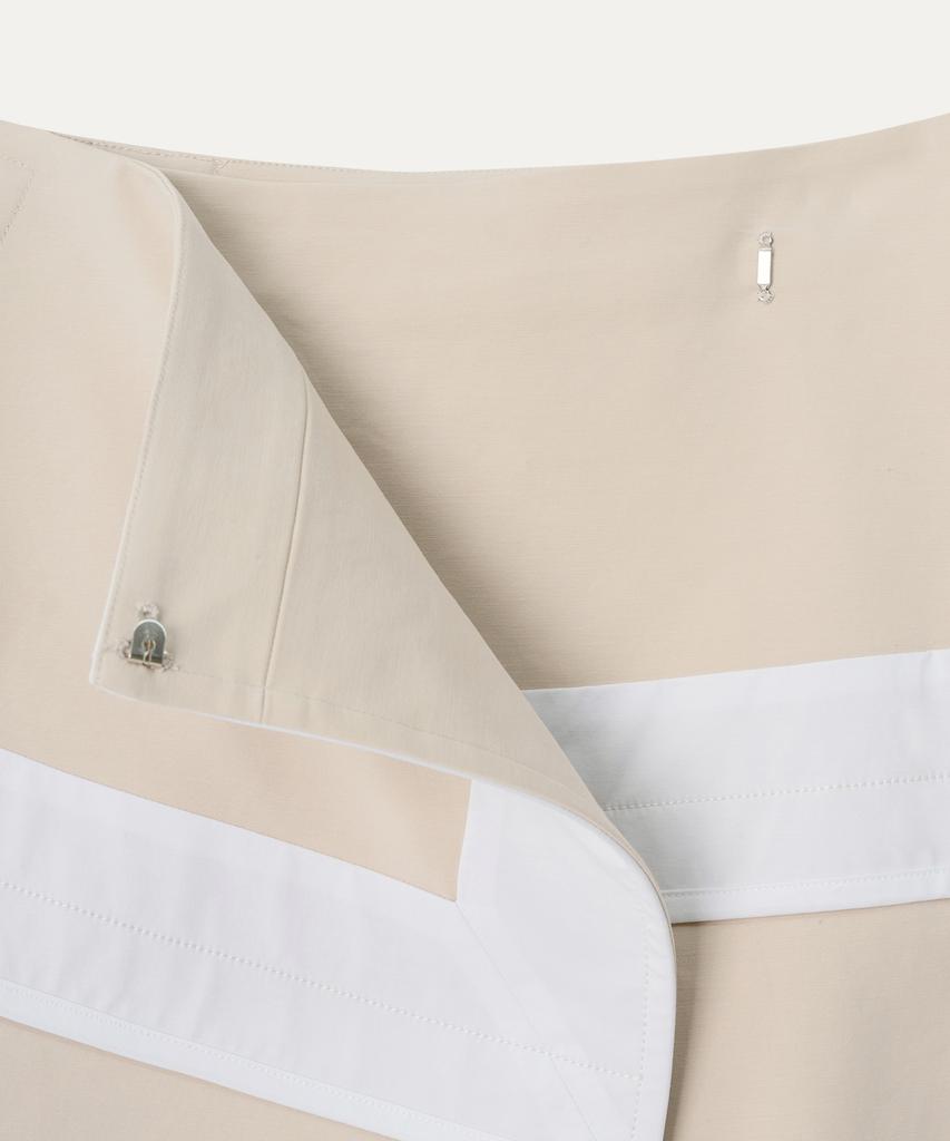 Mayol Contrast Cotton Blend Wrap Skirt_Light Beige