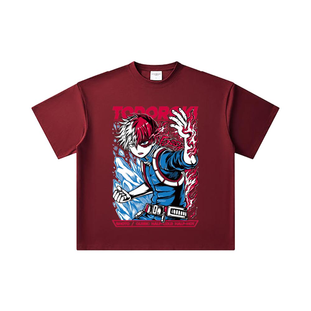 260 GSM Double Yarn 32 Count 100% Cotton My Hero Academia V10 Shoto Print Unisex Heavy Cotton T Shirt