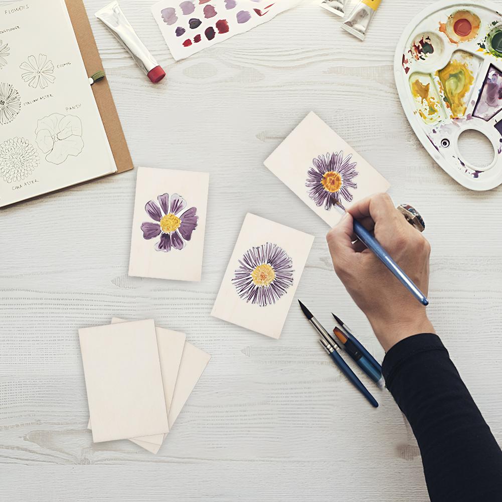 50 Pieces Unfinished Square Wood Slices Blank 3.5 X 2.3 Inches Rectangle Chips For Painting DIY Craft Decoration