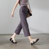 SOFSIL Women's High-Waist Wide-Leg Cropped Linen Blend Pants