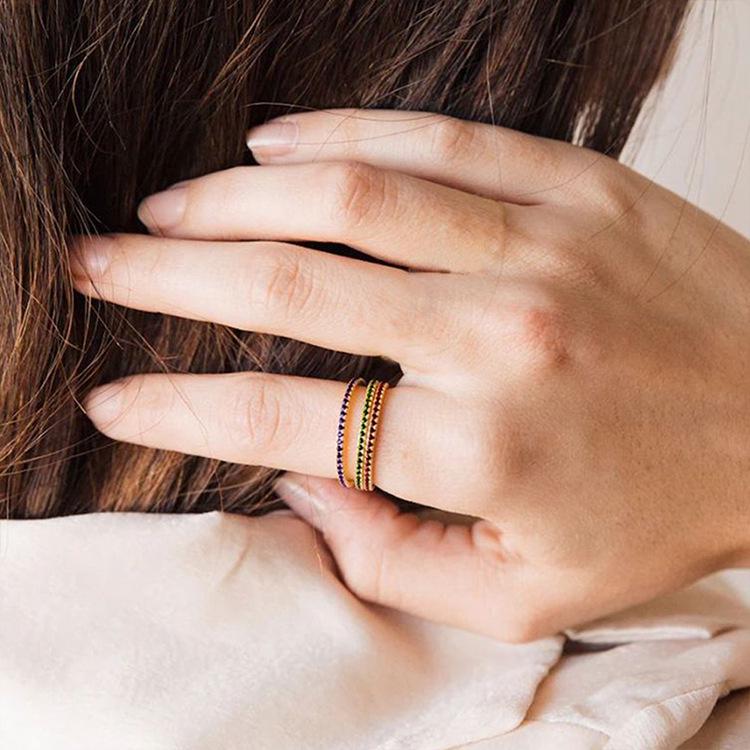 eManco European Zircon Ring: Titanium Steel Women's December Birthstone Rhinestone Finger Ring