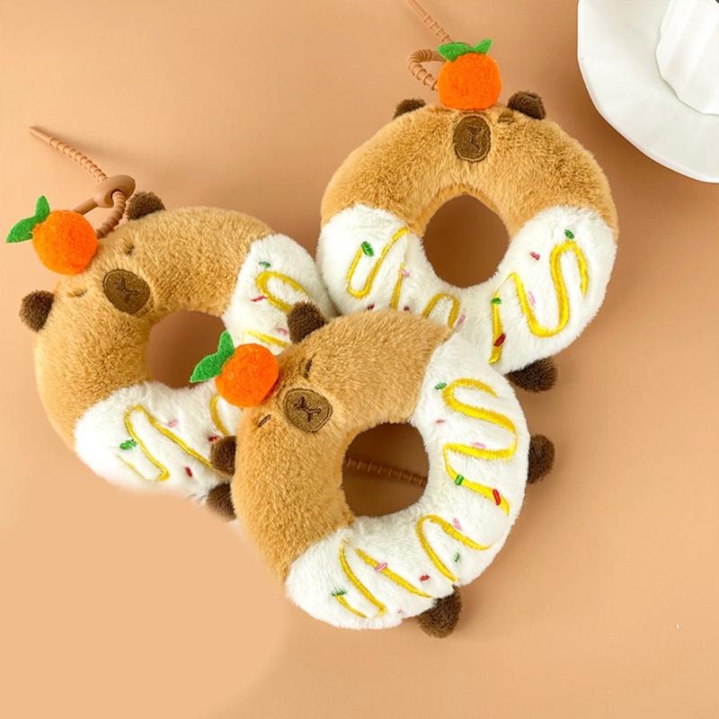 Anime Figure Pendant Plush Capybara Food Doll Keychain Bag Charm Capybara Doll Keychain Backpack Hanging Ornaments