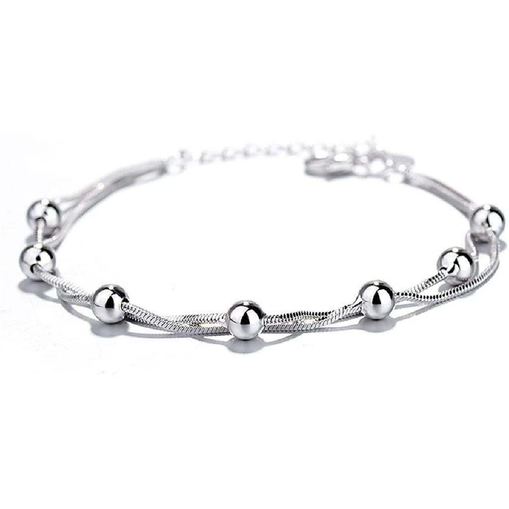 kelistom 925 Sterling Silver Bracelets for Women Teens, Love Heart Charm Chain Bracelet Bangle Fashion Jewelry Gifts