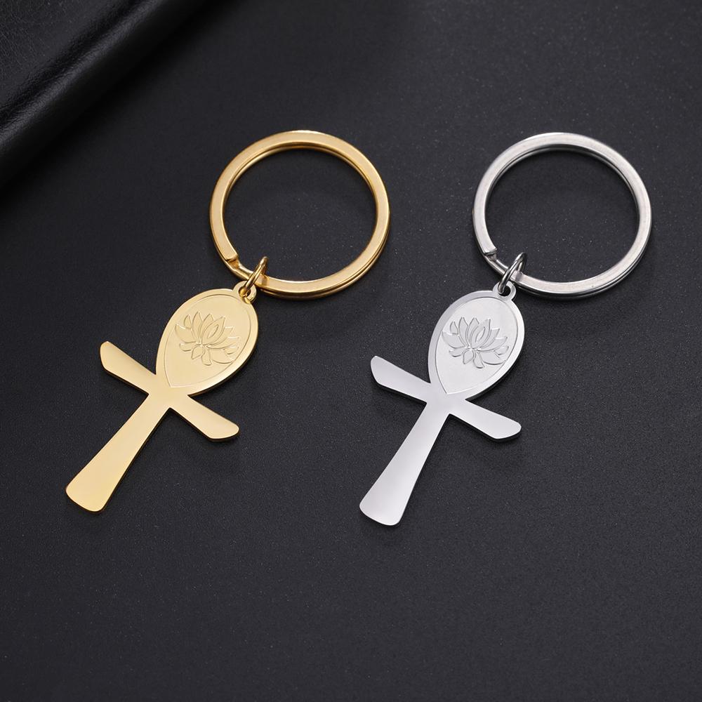 Dawapara Ancient Egyptian Ankh Cross Keychain Eye of Horus Anubis Protection Amulet Keyring Stainless Steel Jewelry