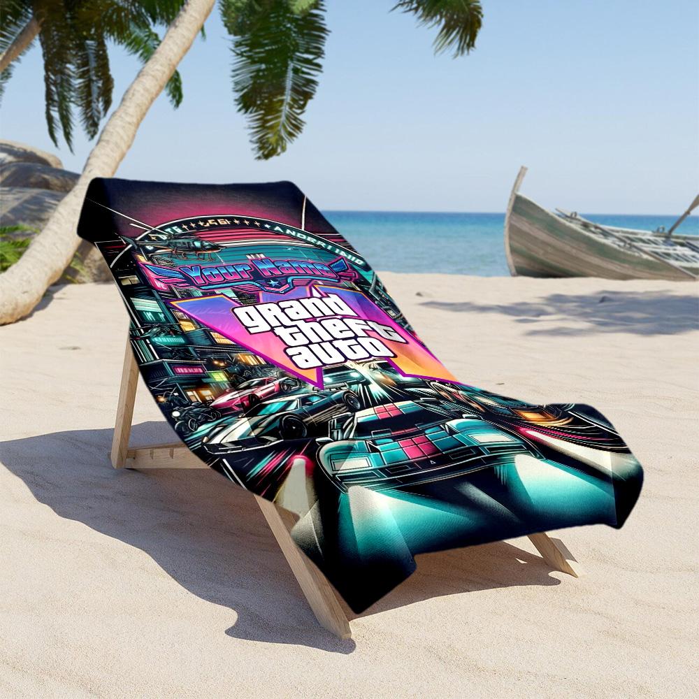 Gta Customize Your Name Beach Towel Soft Durable Quick-Dry Perfect for Traveling Yoga Camping and Swimming