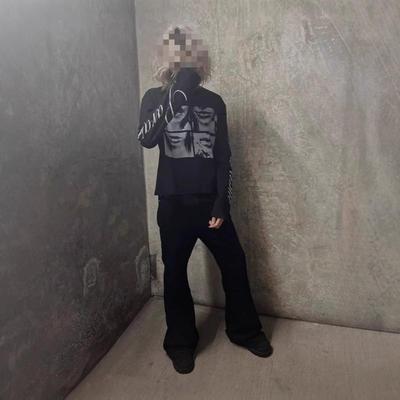 European and American Y2K Retro Letter Printed Street Punk Unisex Long Sleeved Shirt