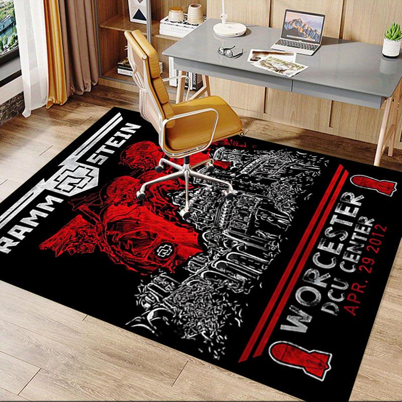 1pc RAMMSTEIN WORCESTER Home Office, Durable Polyester Floor Mat with Easy, Office Decor, Urban Style, Nonslip Backing