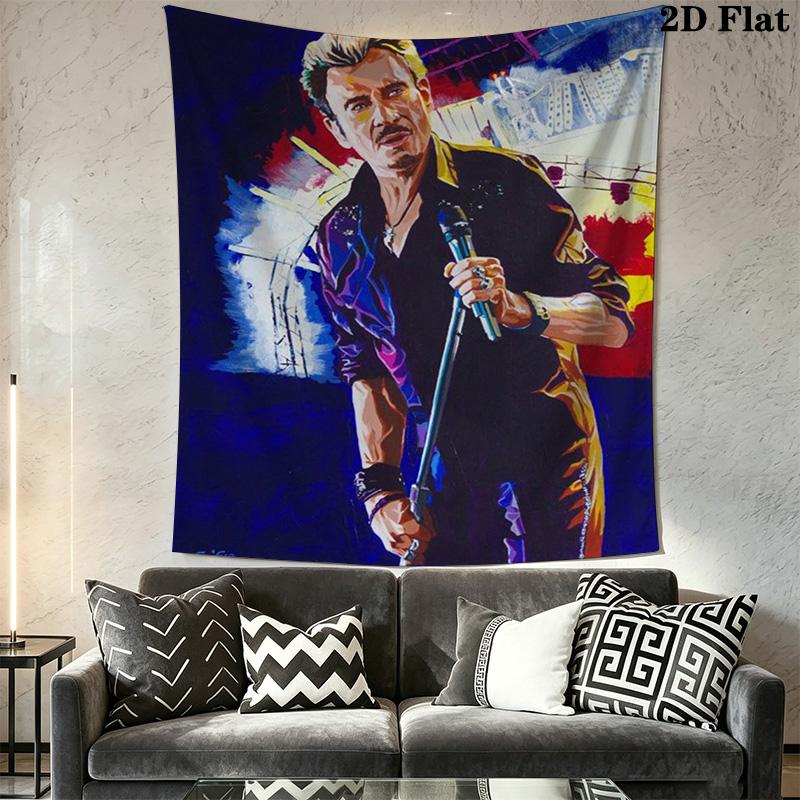 Johnny Hallyday Legend Music Tapestry Background Cloth Fashion Print Homestay Soft Decoration Tapestry Soft Wall Decoration