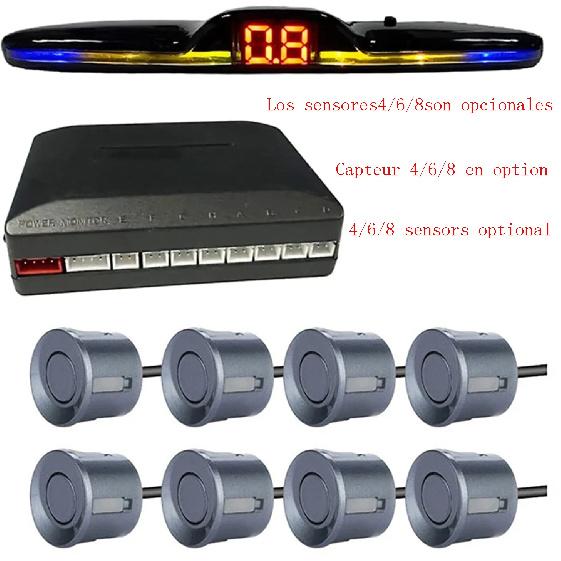 Multiple Radar Parking Sensor Kit Backlight Park tronic LED Display System Backup Monitor Detector Assistant 4/6/8 Radar Sensor