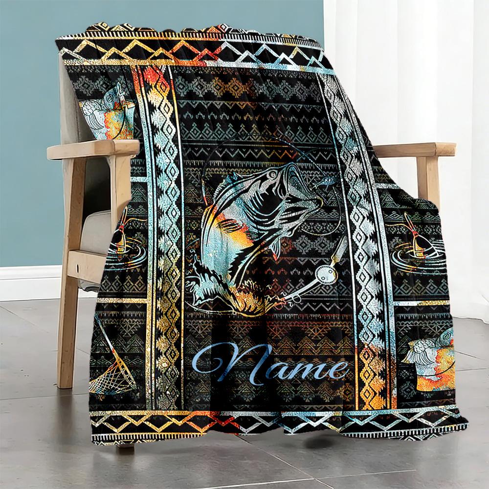 Style Personalized Name Blanket Throw Customizable Blanket Comfortable for Bedding Livingroom Seaside Office for All Occasions