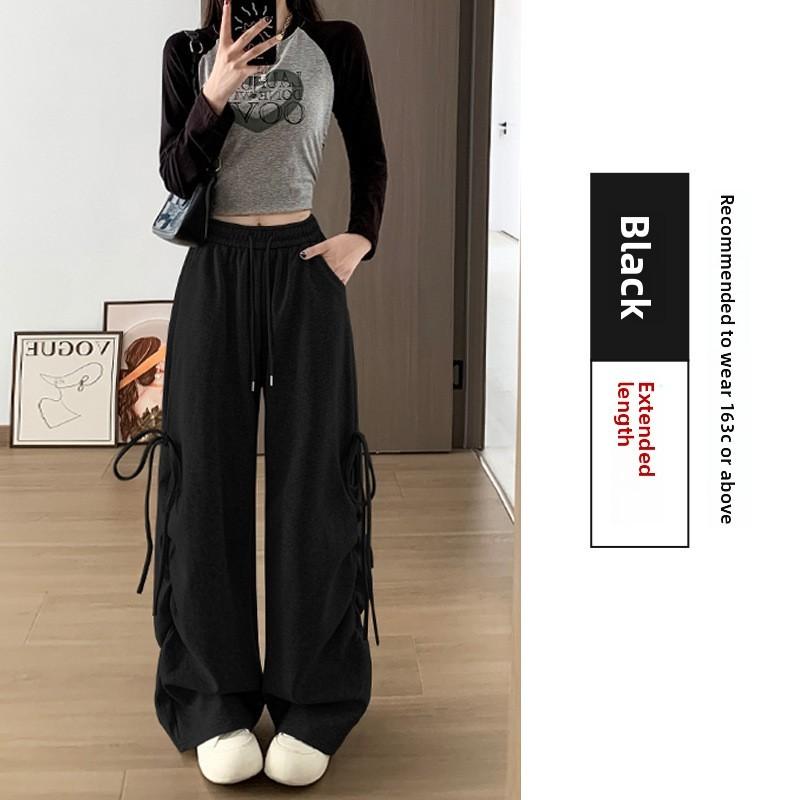 Womens Retro Casual Pants With Wrinkle Detail And High Waist For Spring Comfort