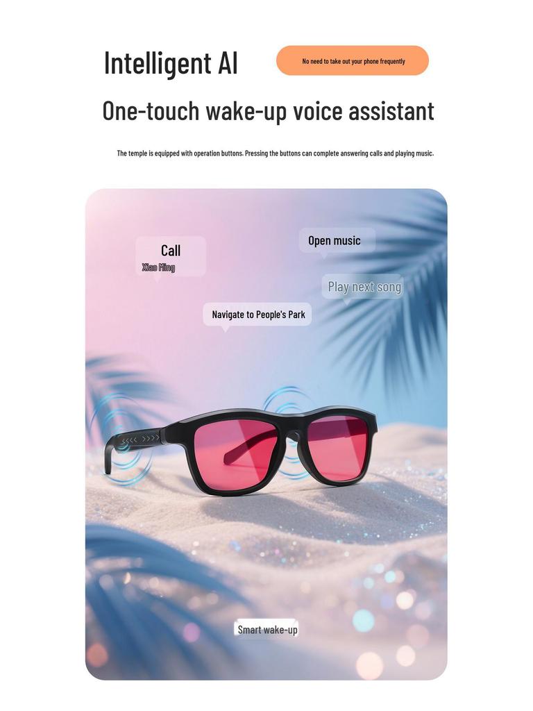 AI Smart Glasses: Translation, Meeting Recording, Photo Capture, Voice Assistant, Bluetooth Calls, Cycling Functionality