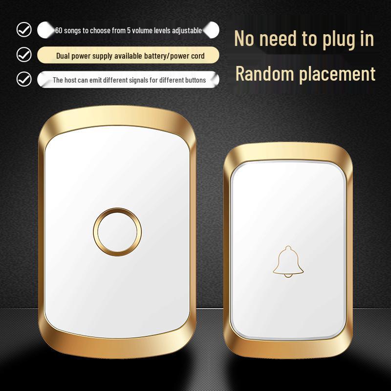 Battery-Powered Wireless Doorbell for Home, No Plug-In Required, Ding Dong Bell Pager
