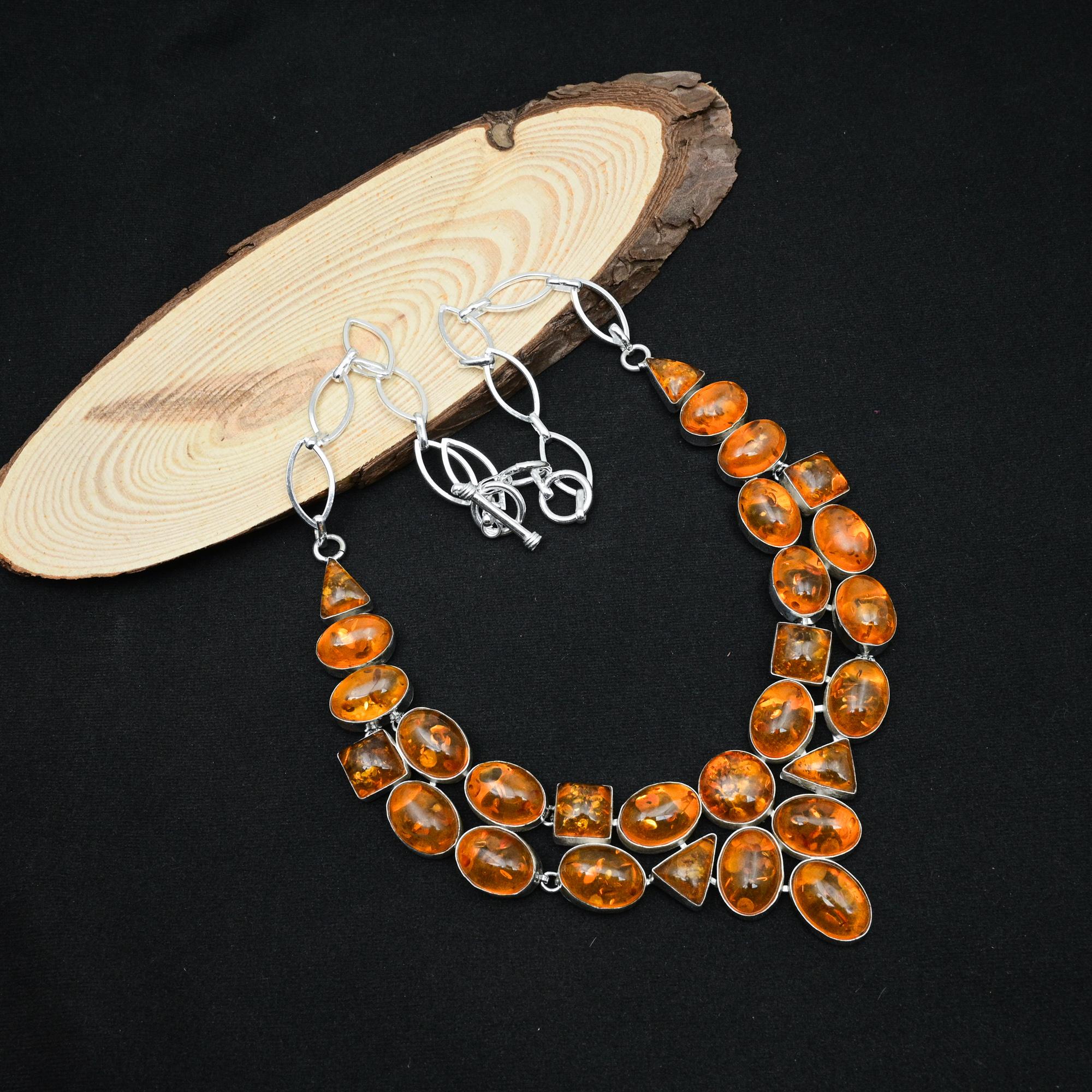 

Балтийский янтарь 925 пробы цельное ожерелье из стерлингового серебра, ювелирные изделия ручной работы, прекрасные ювелирные изделия из янтаря для женщин Adjustable With 18 Inches жёлтый