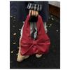 Bow Decor Faux Leather Tote Bag Large Capacity Women's Shoulder Handbag