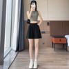 Sweet Student Small High Waist Ice Silk Linen A- Line Loose Linen Wide Casual Wide-Leg Shorts Hot Pants Yamamoto Pants